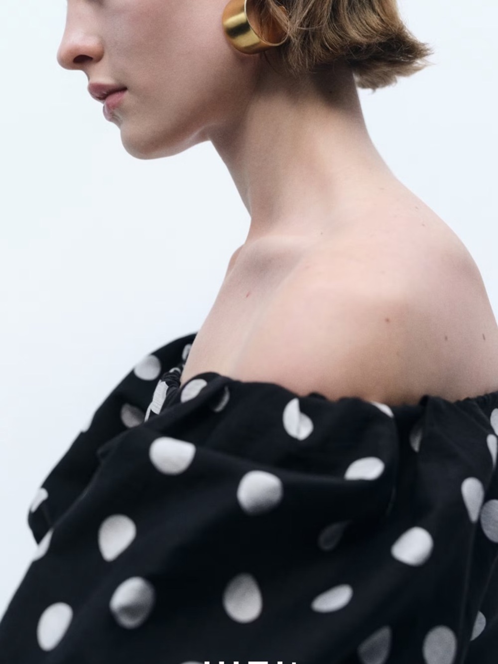 Mango Black Off-Shoulder Polka Dot Midi Dress - Picture 5 of 10